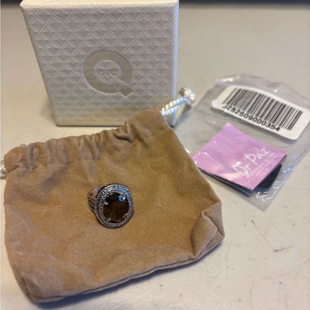 Silver and Brown Ring. Qvc. Or-Paz sterling silver brand new in box. Size 7